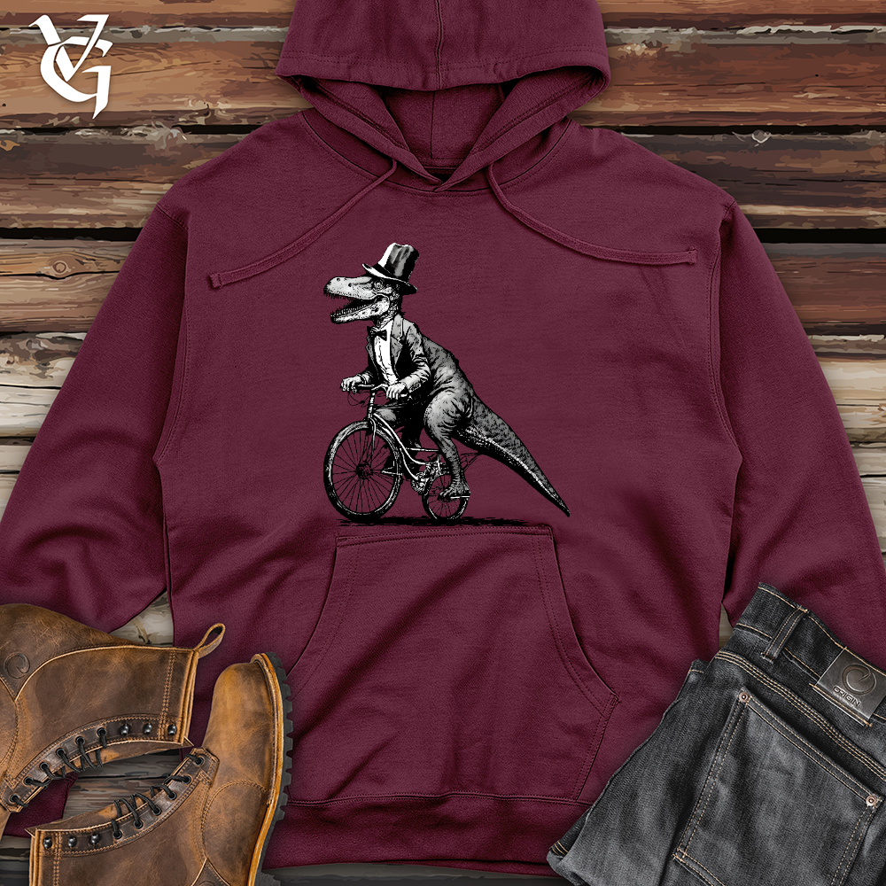 Dinosaur Riding a Bike Midweight Hooded Sweatshirt