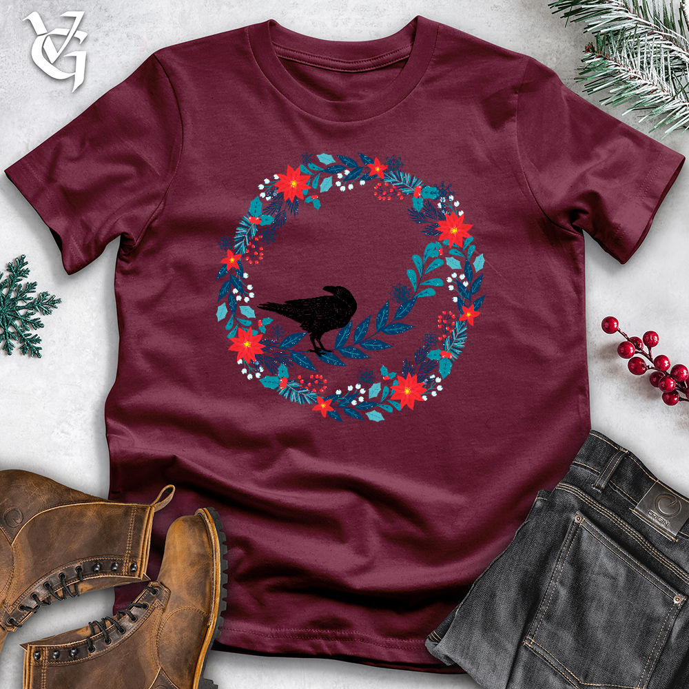 Winter Floral Raven Wreath Cotton Tee