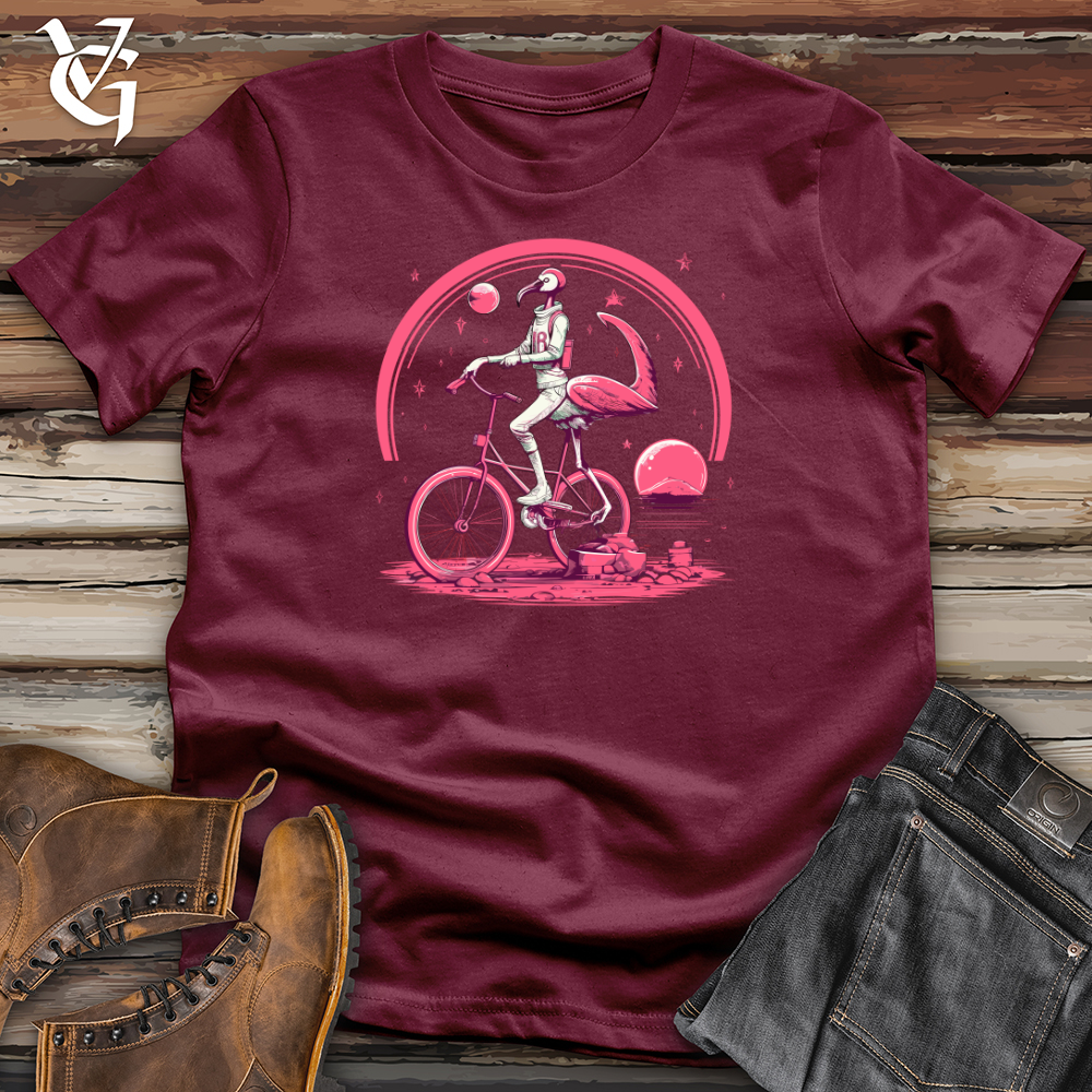 Flamingo Riding On A Bicycle  Softstyle Tee