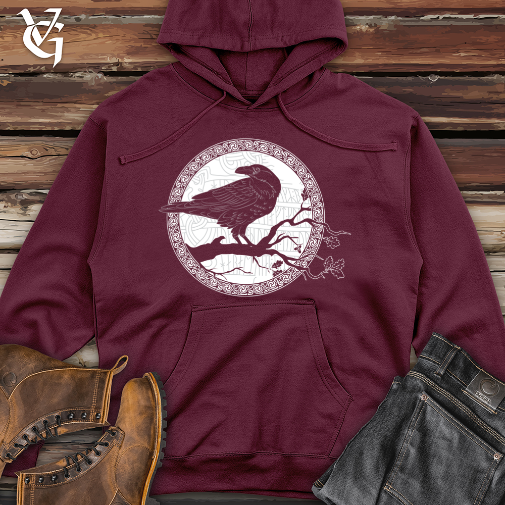 White Winter Raven Midweight Hooded Sweatshirt