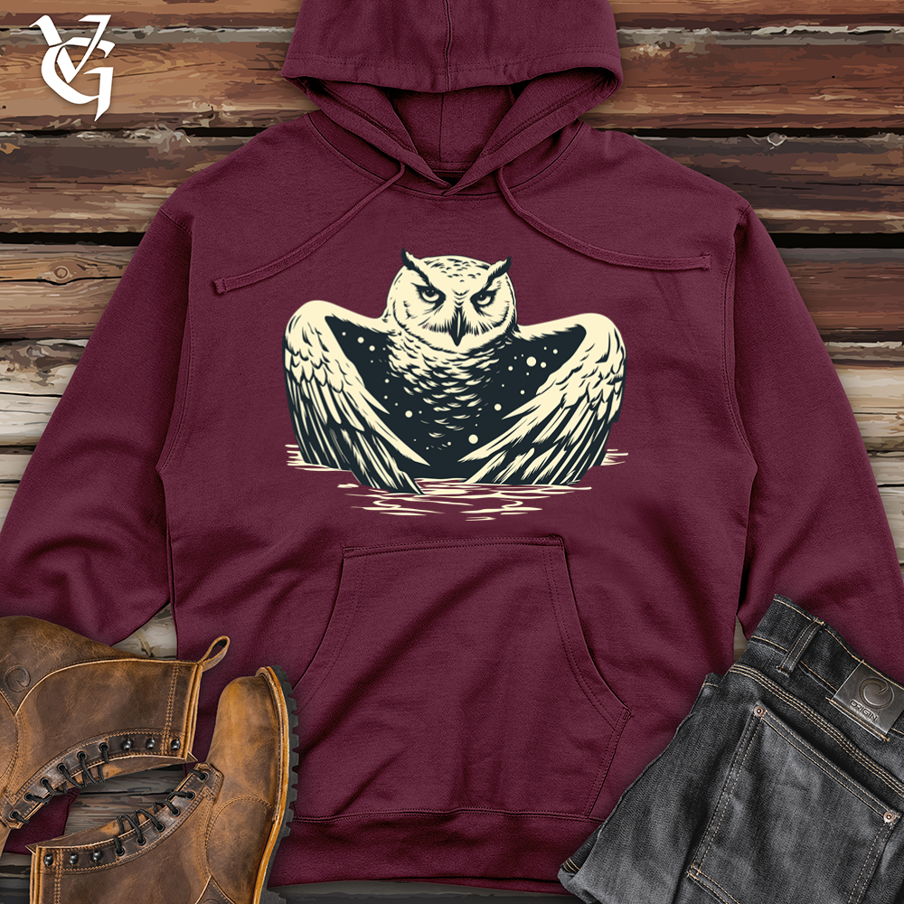 Retro Frosty Owl Midweight Hooded Sweatshirt