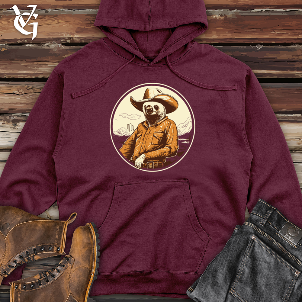 Sloth Slow motion Western Hat Swag Midweight Hooded Sweatshirt