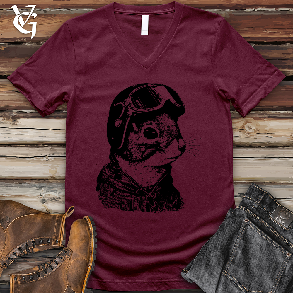 Squirrel Fighter Pilot V-Neck Tee
