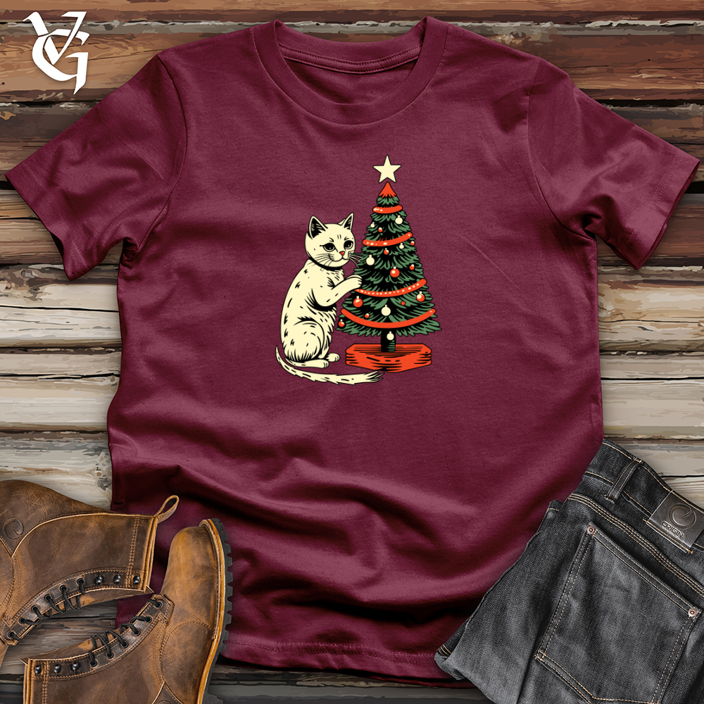Retro Tree Trimming Cat Softstyle Tee