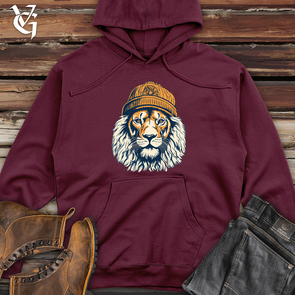 Retro Pompom Snow Hat Lion Midweight Hooded Sweatshirt