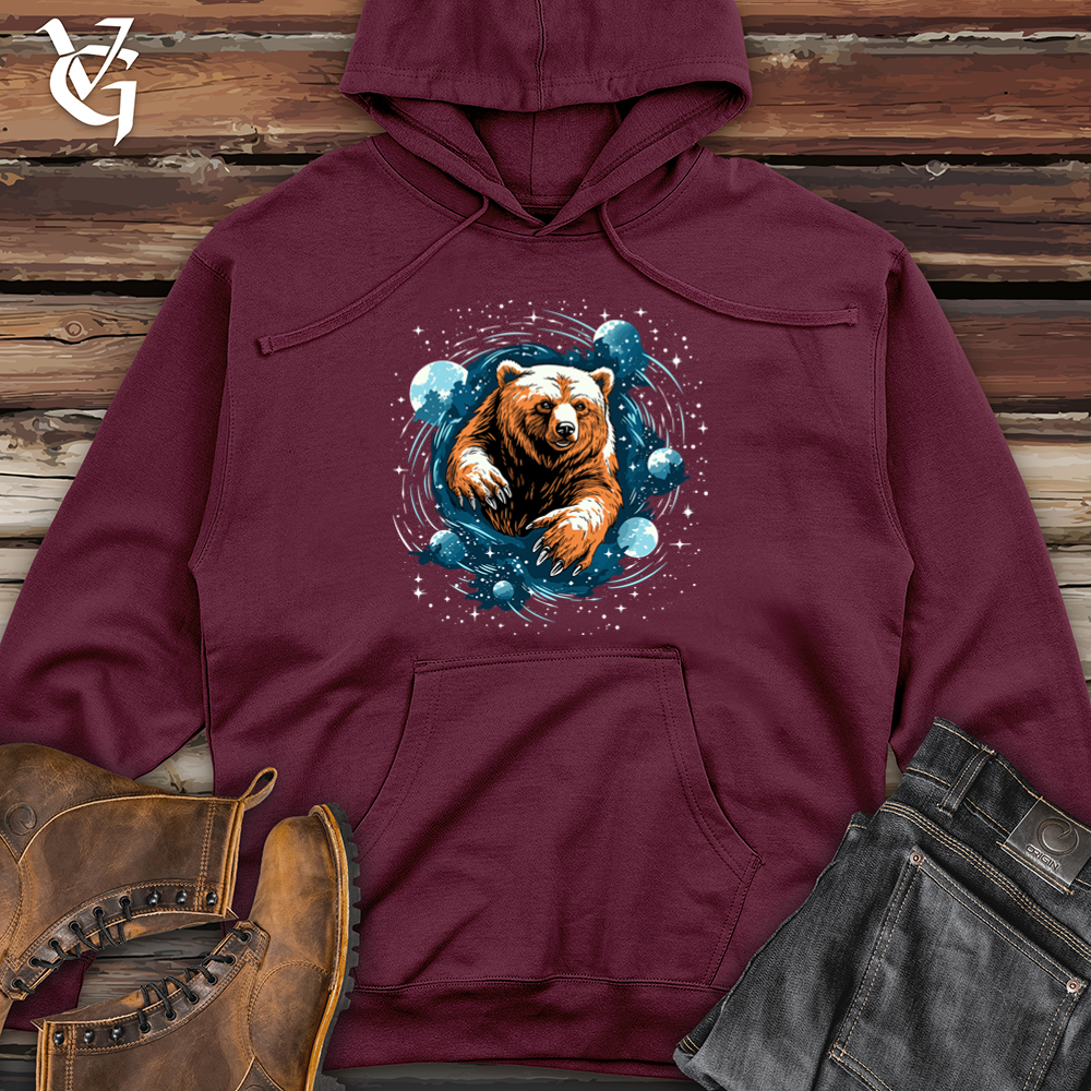 Retro Cosmic Flight Bear Midweight Hooded Sweatshirt