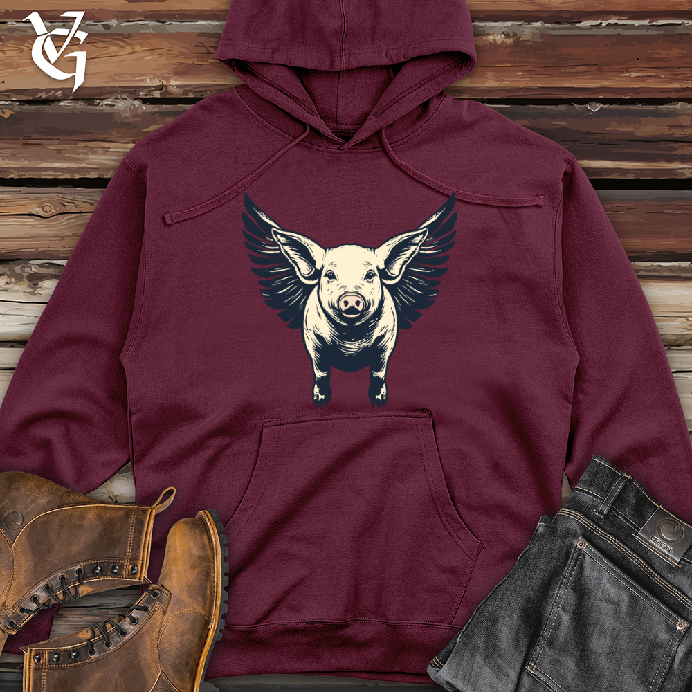 Vintage Winged Swine Midweight Hooded Sweatshirt