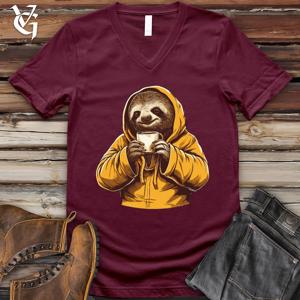 Sloth Coffee V-Neck Tee