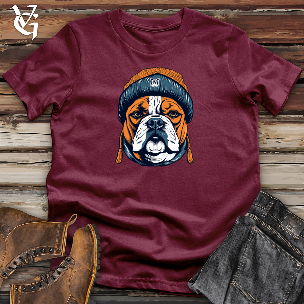 Vintage Beanie Wearing Bulldog Softstyle Tee