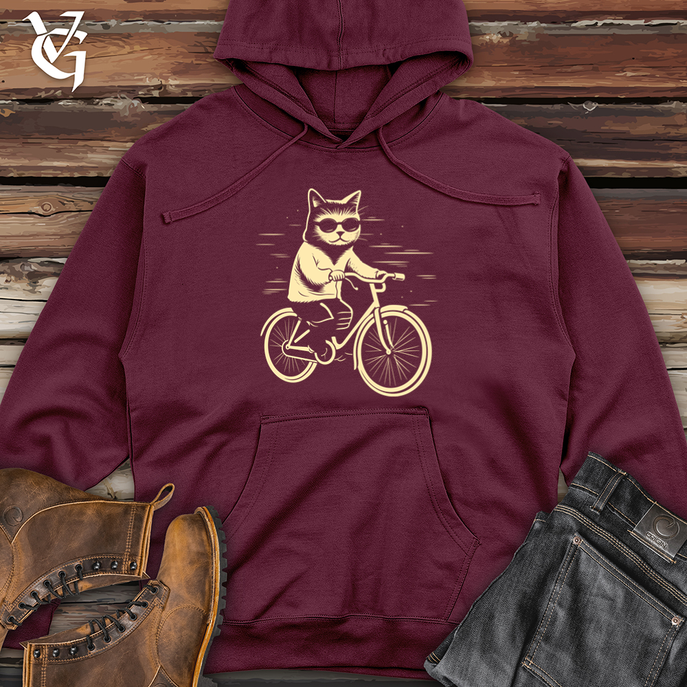 Cat Cyclist Cruiser Midweight Hooded Sweatshirt