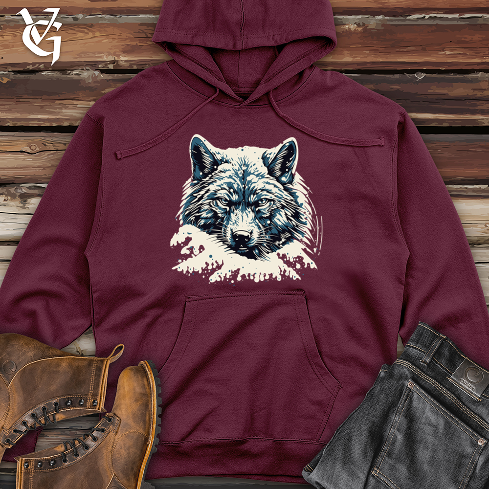 Retro Blizzard Wolf Midweight Hooded Sweatshirt