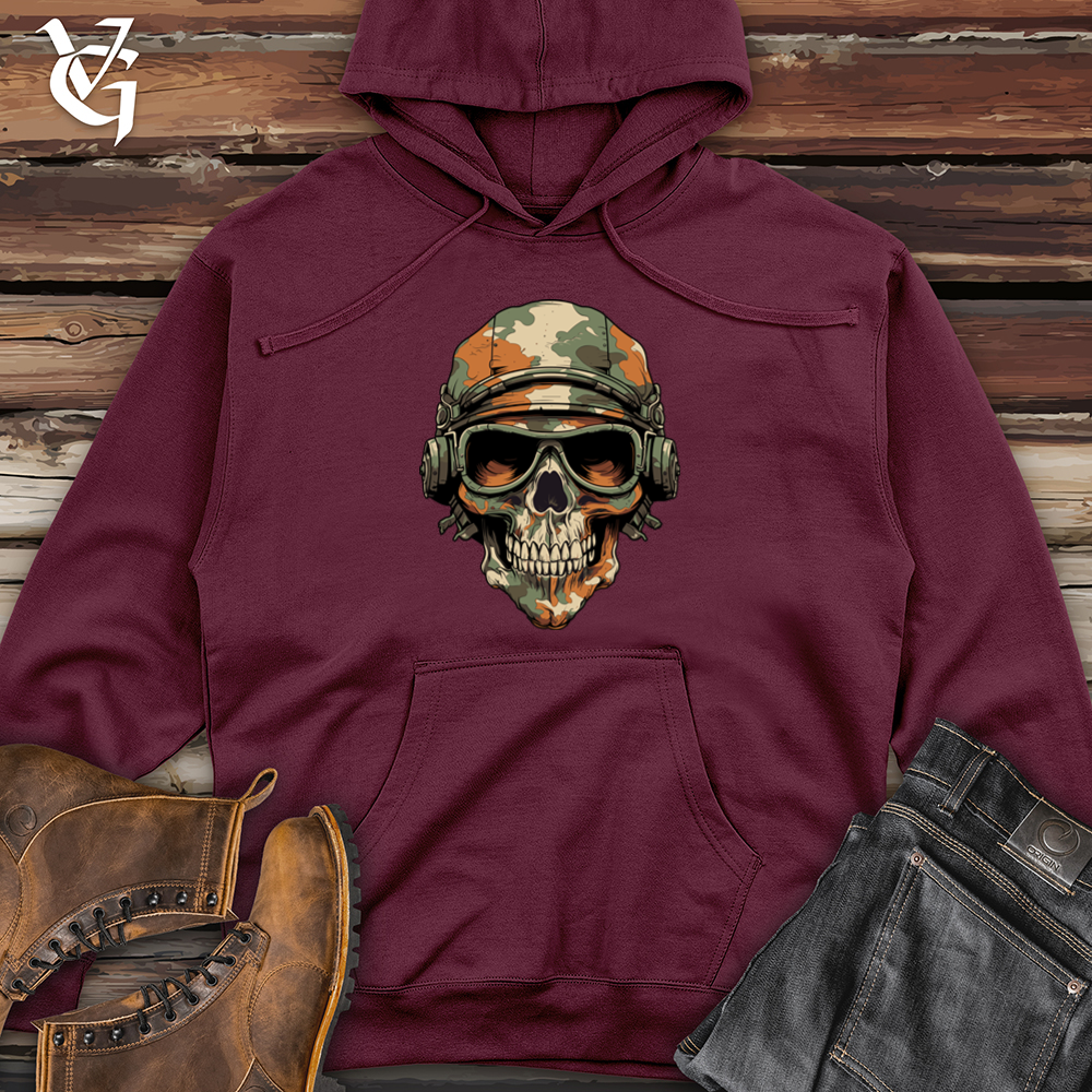 Camouflage Skull Vintage Midweight Hooded Sweatshirt