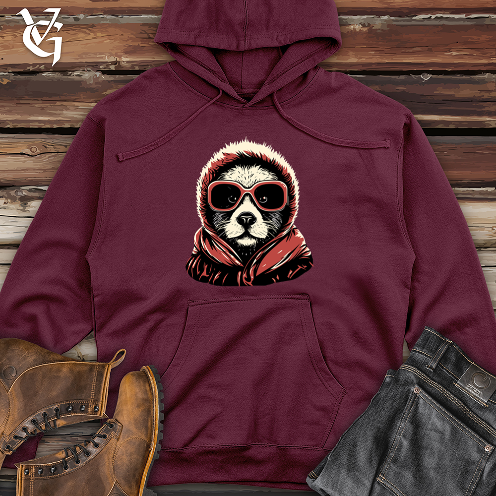 Retro Ski Masked Panda Midweight Hooded Sweatshirt
