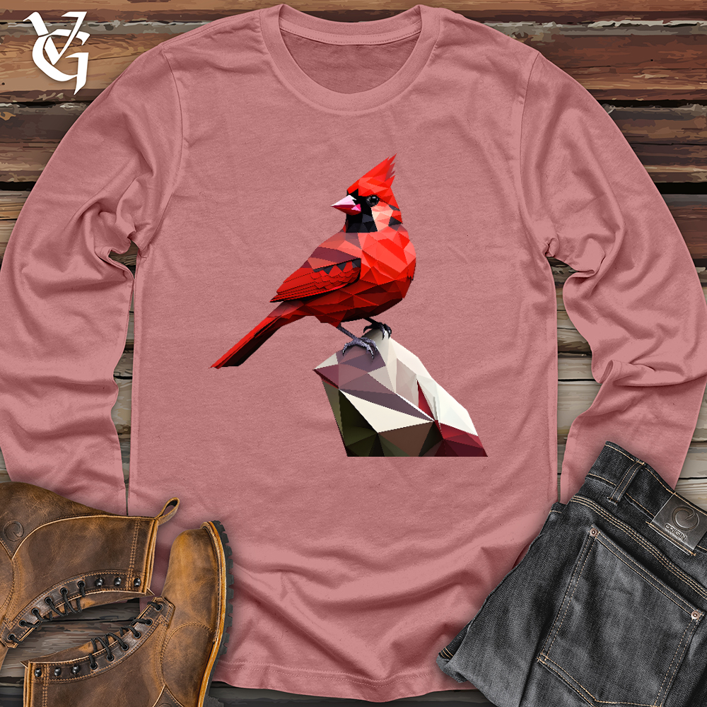 Geometric Cardinal Bird Long Sleeve