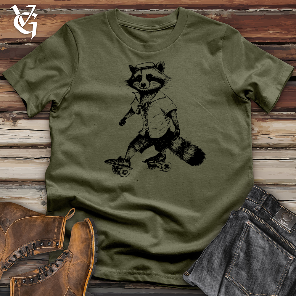 Raccoon On Roller Skates Cotton Tee