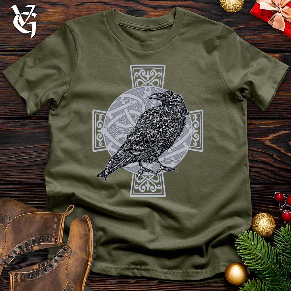 Celtic Cross Raven Cotton Tee