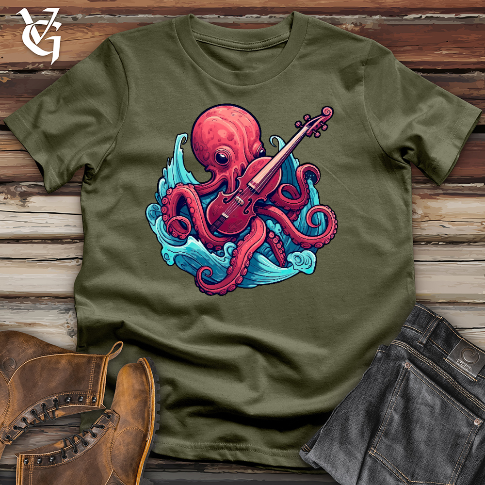 Octopus Playing a Violin Cotton Tee