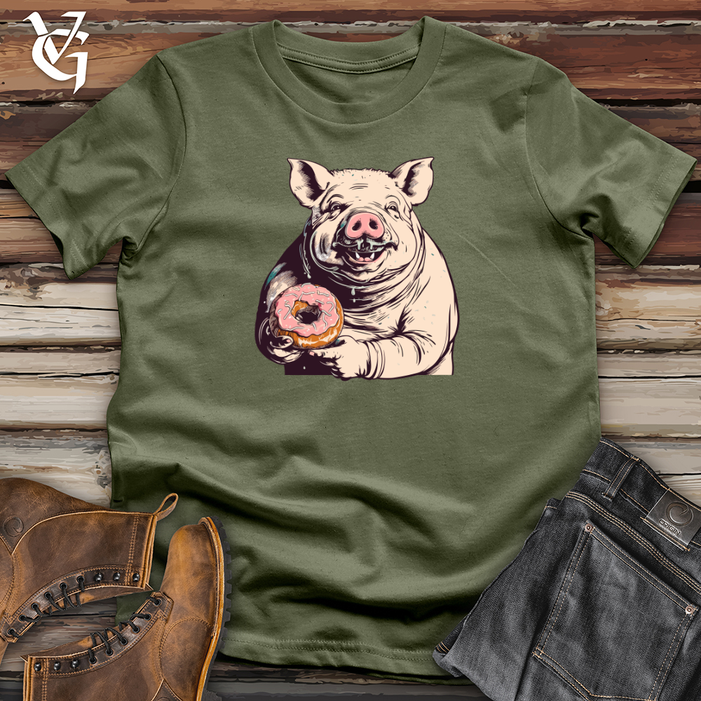 Retro Donut Devouring Pig Softstyle Tee