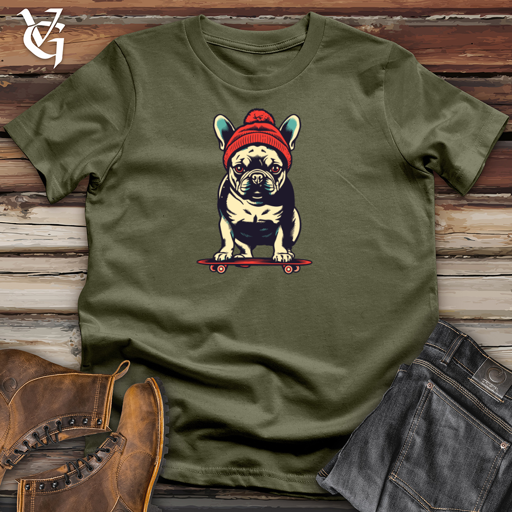 Retro Skateboarding Frenchie Cotton Tee