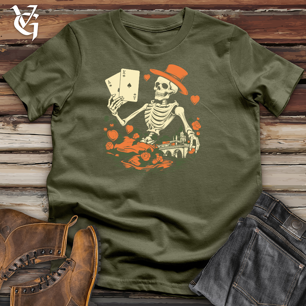 Whimsical Peach Card Shark Cotton Tee