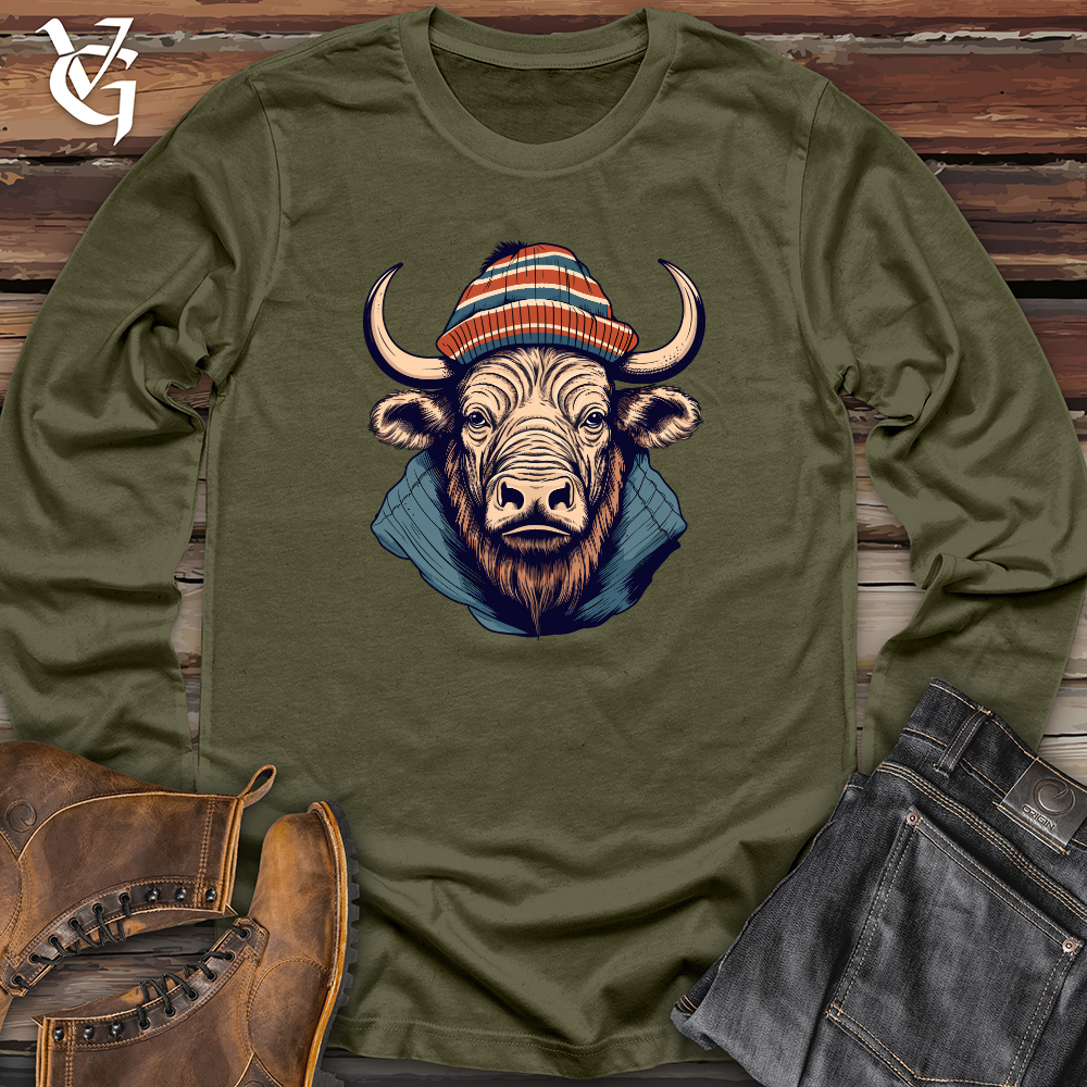 Vintage Buffalo Wearing Beanie Long Sleeve