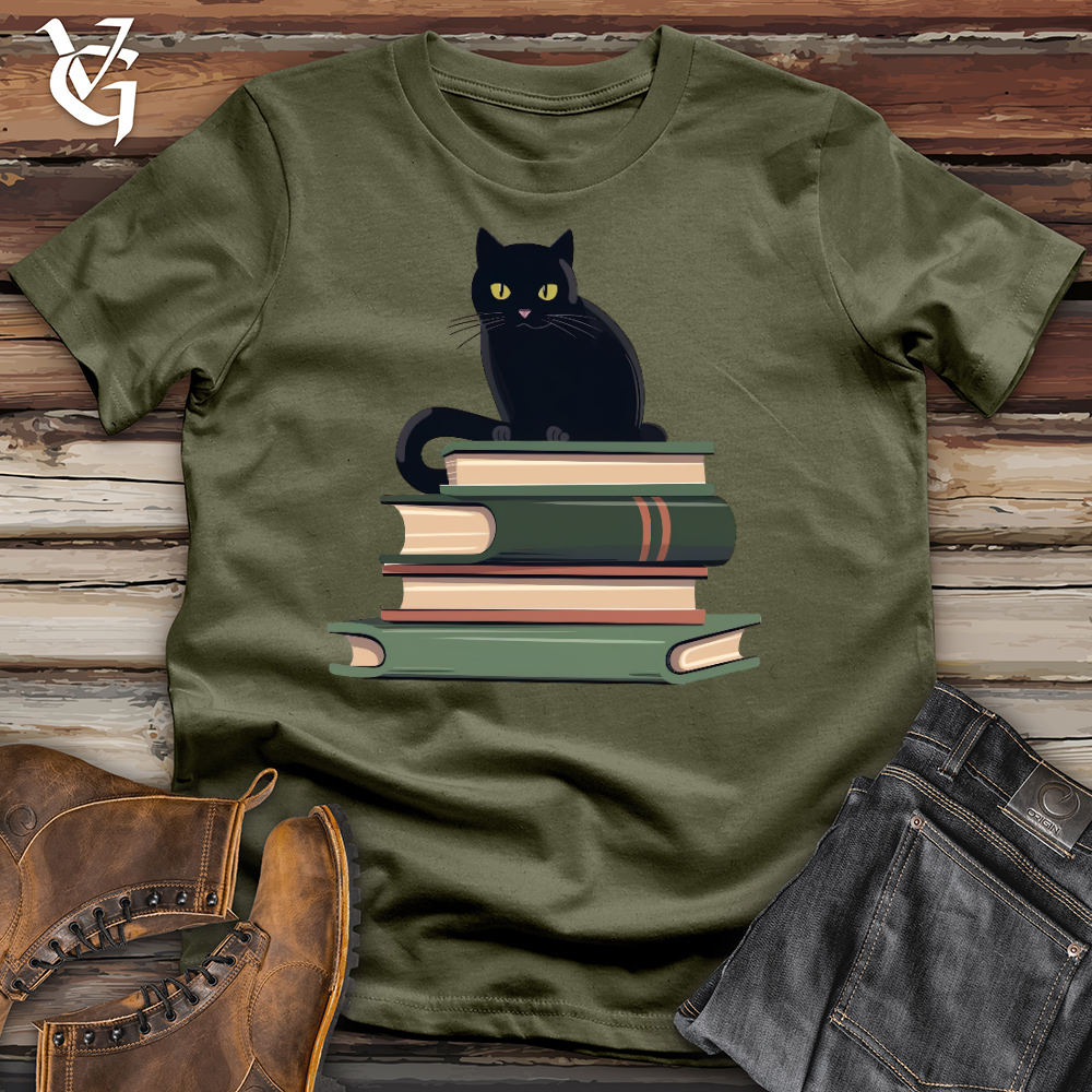 Cat Book Lover Cotton Tee