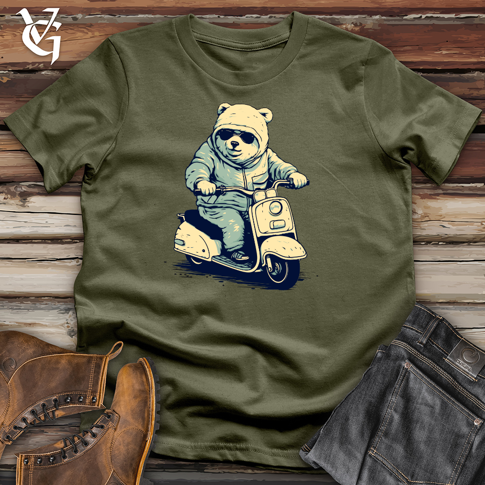 Retro Scooting Bear Cotton Tee