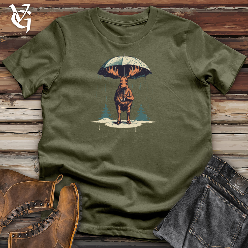 Moose Rainy Adventure Umbrella Shield Cotton Tee