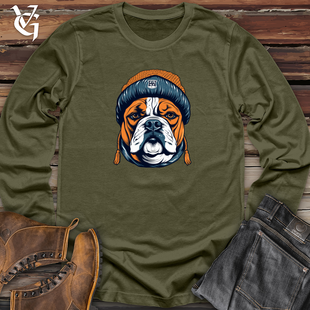 Vintage Beanie Wearing Bulldog Long Sleeve