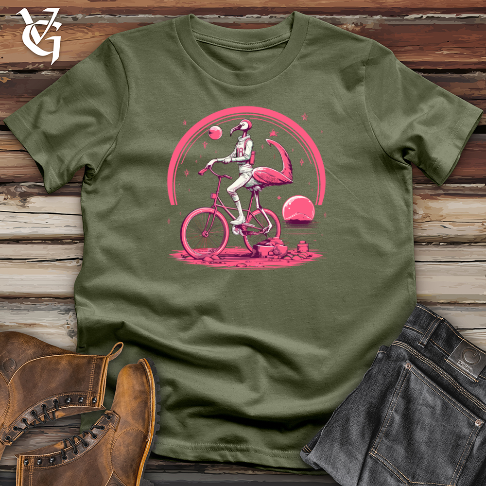 Flamingo Riding On A Bicycle  Softstyle Tee