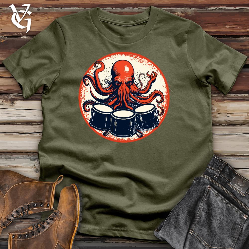 Octopus Playing Drums Cotton Tee