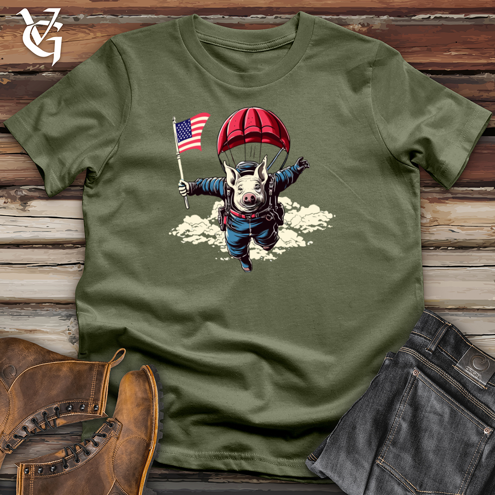 Skydiving Pig Parachute Adventure Softstyle Tee
