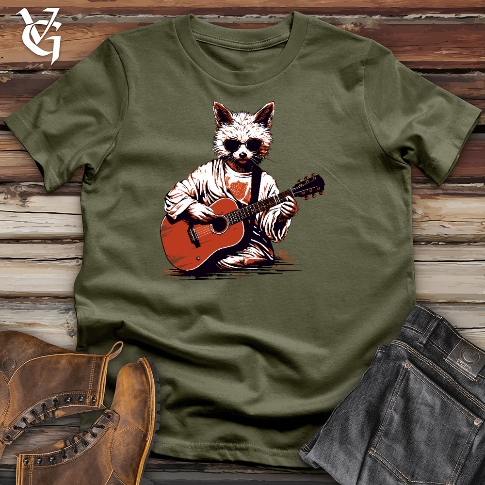 Super Cool Cat Playing Guitar Cotton Tee