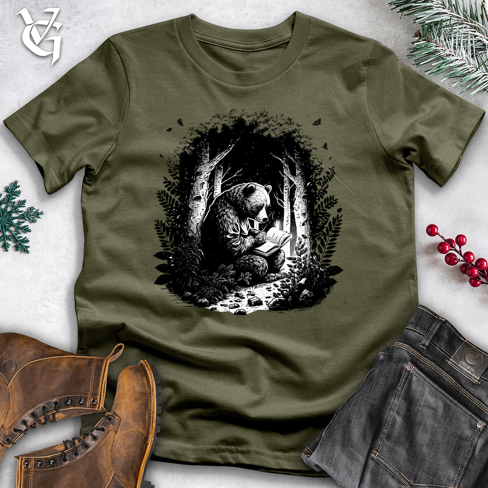 Bear Reading Book in Forest Cotton Tee