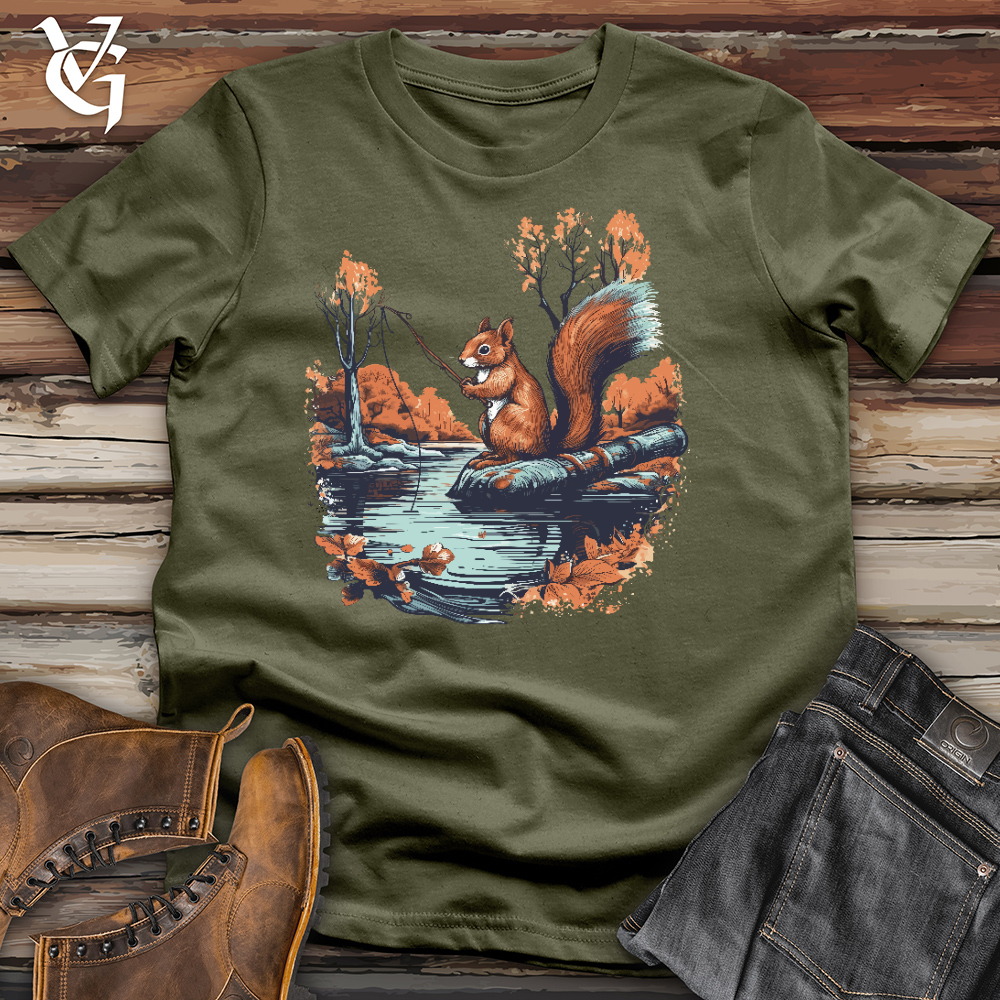 Fishing Squirrel Cotton Tee