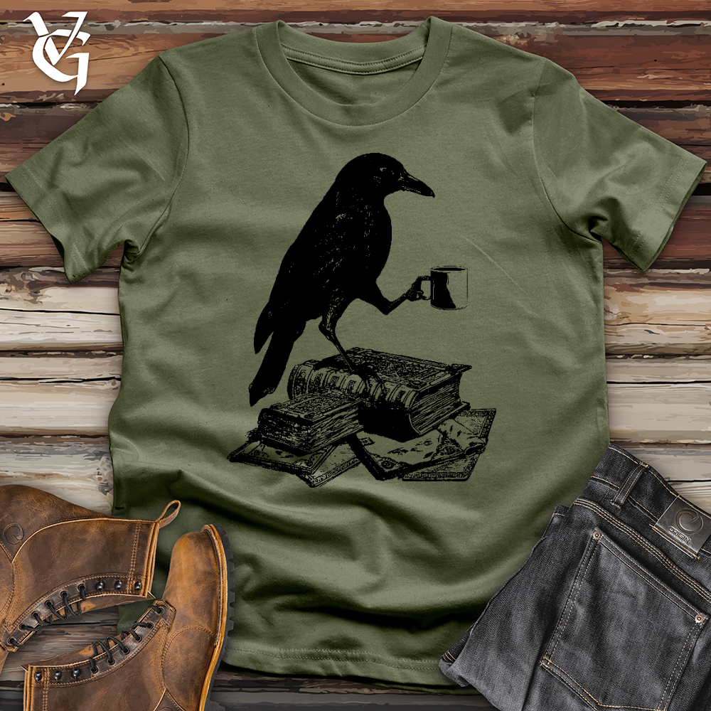 Reading Raven Holding Coffee Softstyle Tee