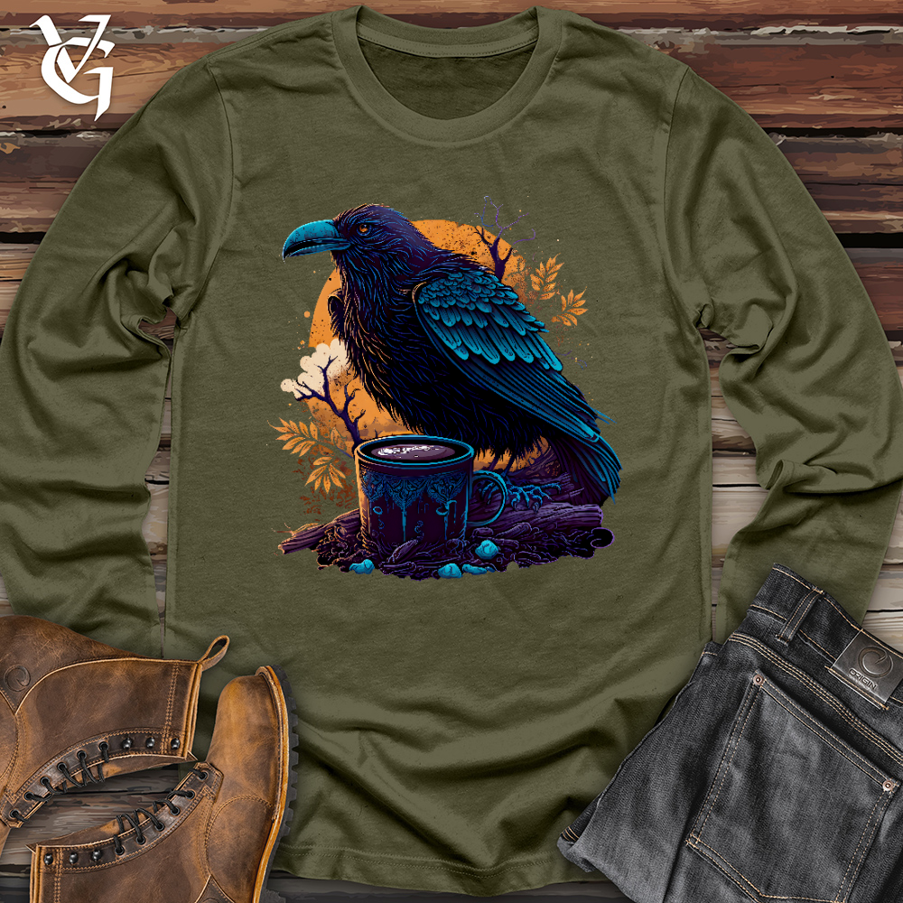 Raven Drinking Coffee Long Sleeve