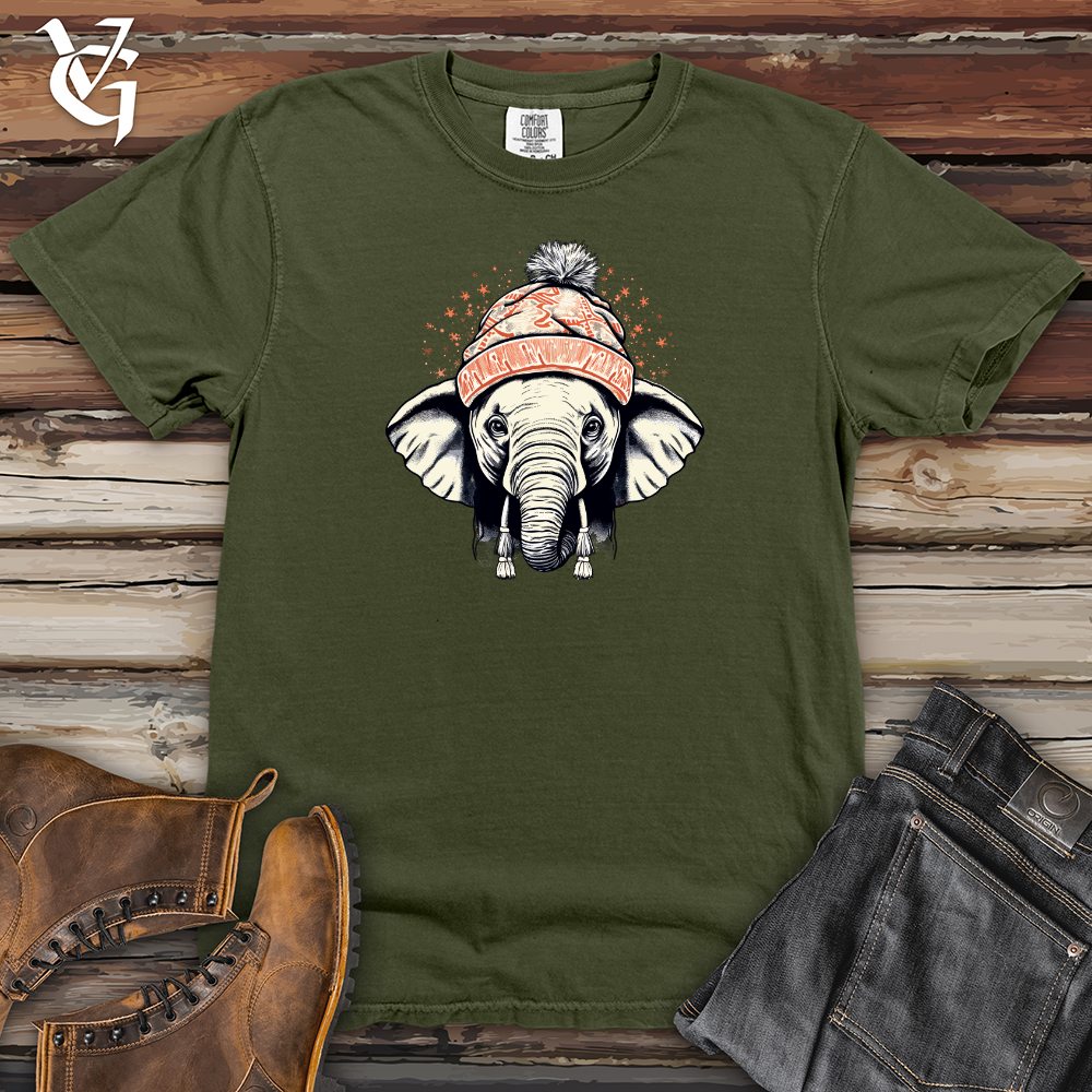 Vintage Pompom Snow Hat Elephant Heavy Cotton Comfort Colors Tee