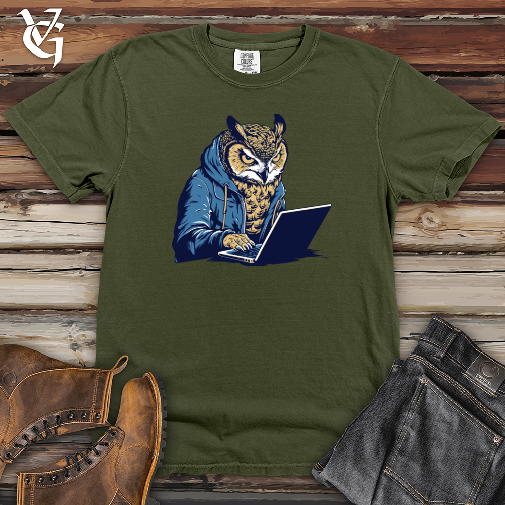 Retro Wise Tech Owl Heavy Cotton Comfort Colors Tee