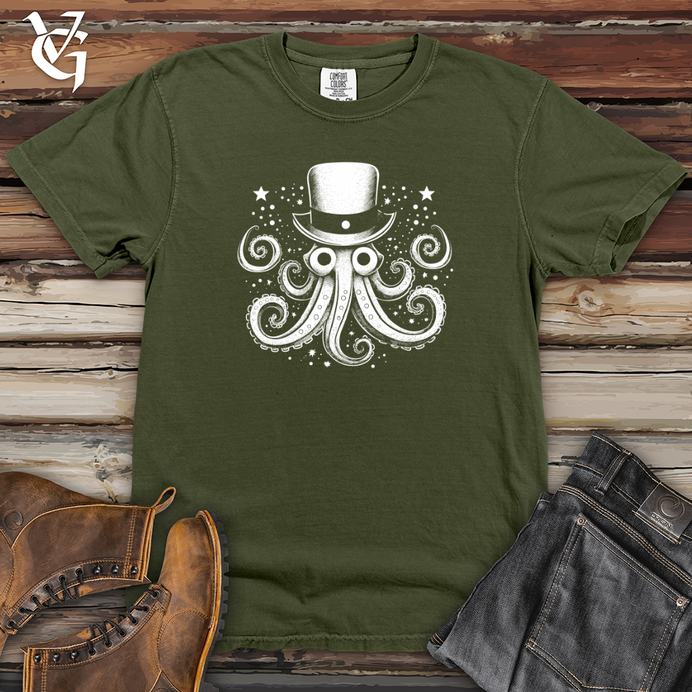 Vintage Cosmic Top Hat Octopus 02 Heavy Cotton Comfort Colors Tee