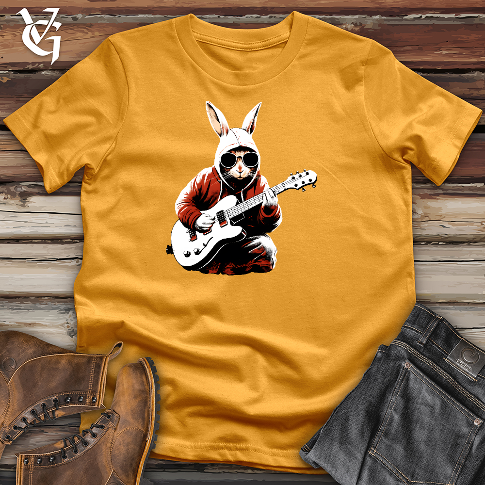 Rabbit Playing With Guitar Cotton Tee