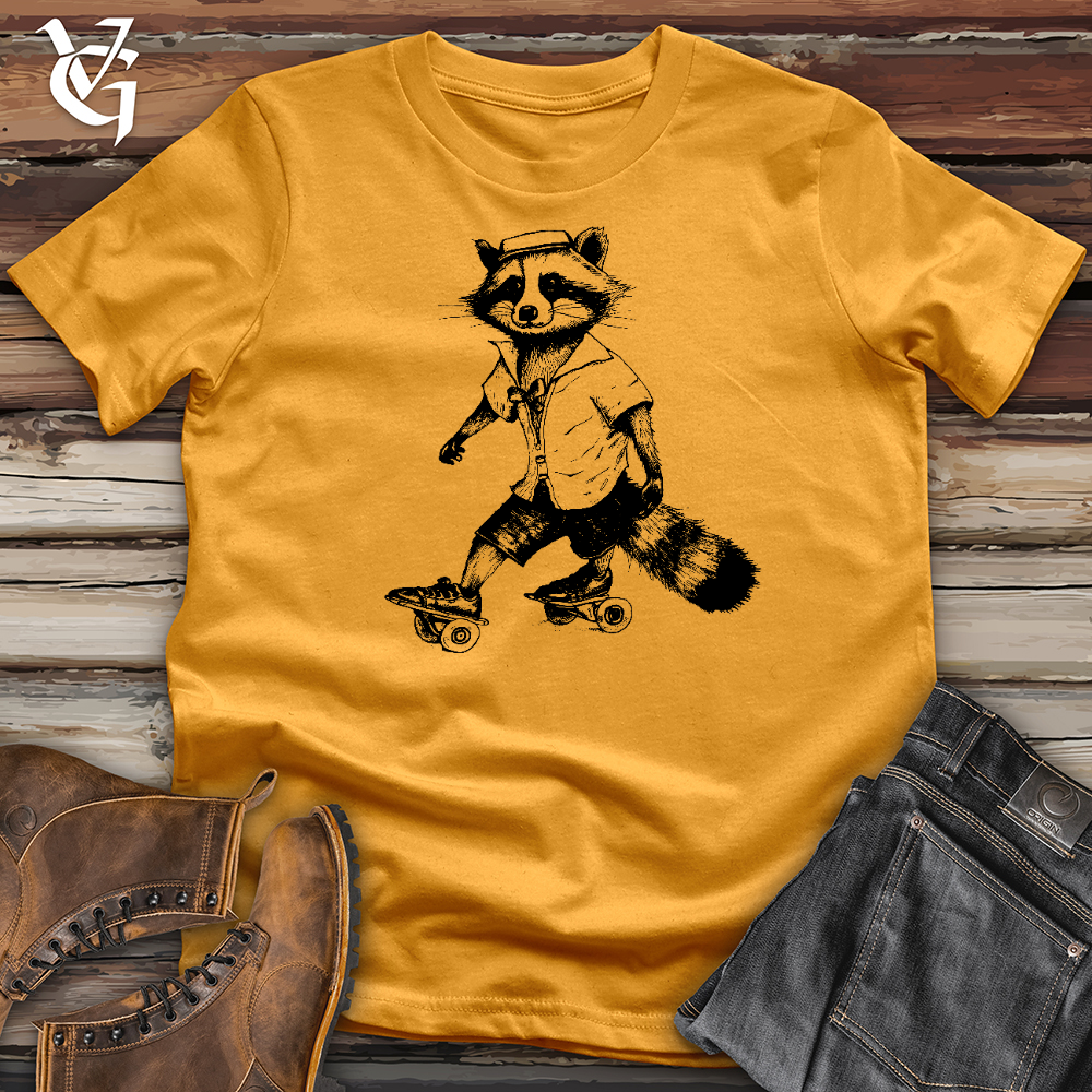 Raccoon On Roller Skates Cotton Tee