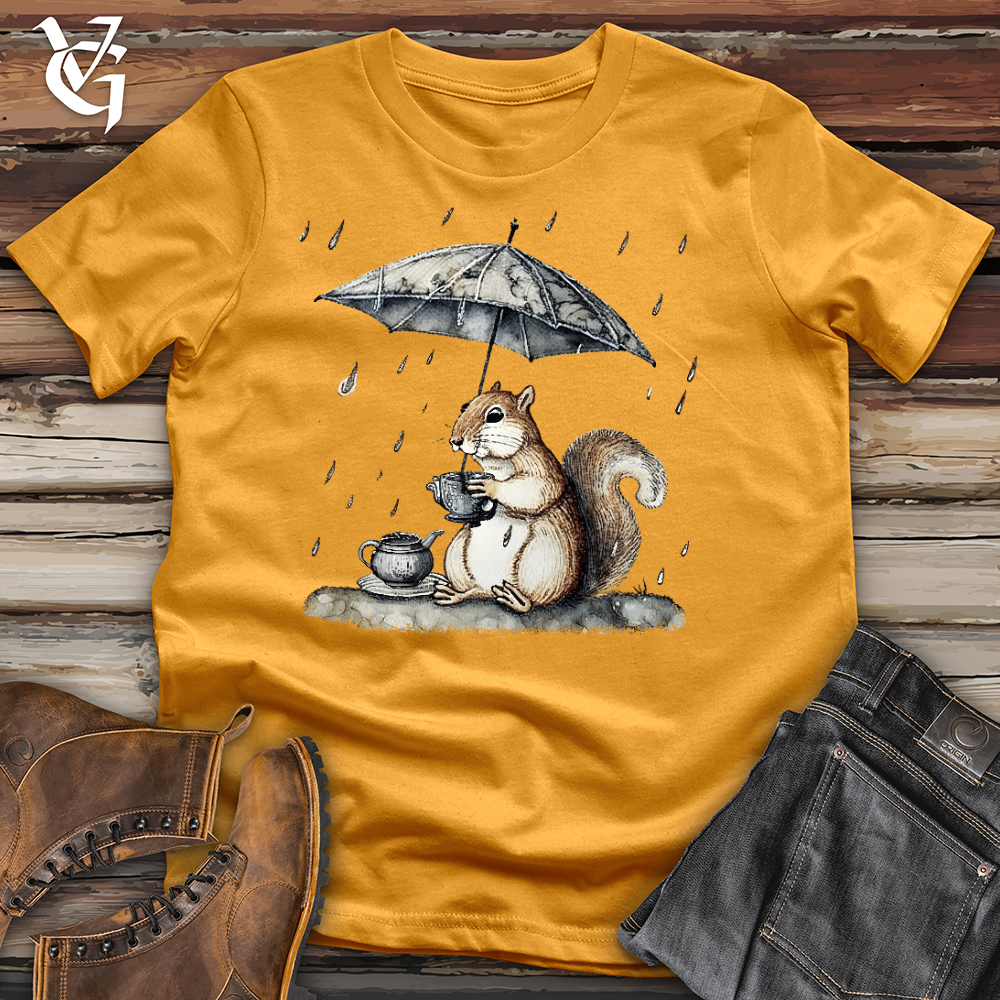Squirrel In The Rain Cotton Tee