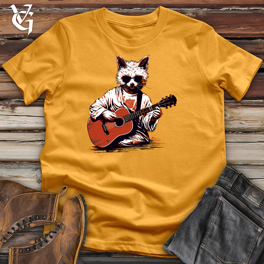 Super Cool Cat Playing Guitar Cotton Tee