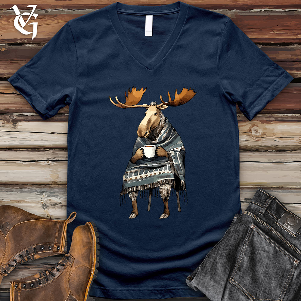 Coffee Drinking Moose V-Neck Tee