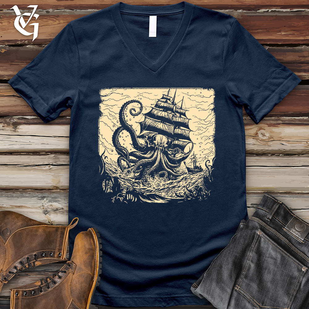 Kraken at Sea V-Neck Tee