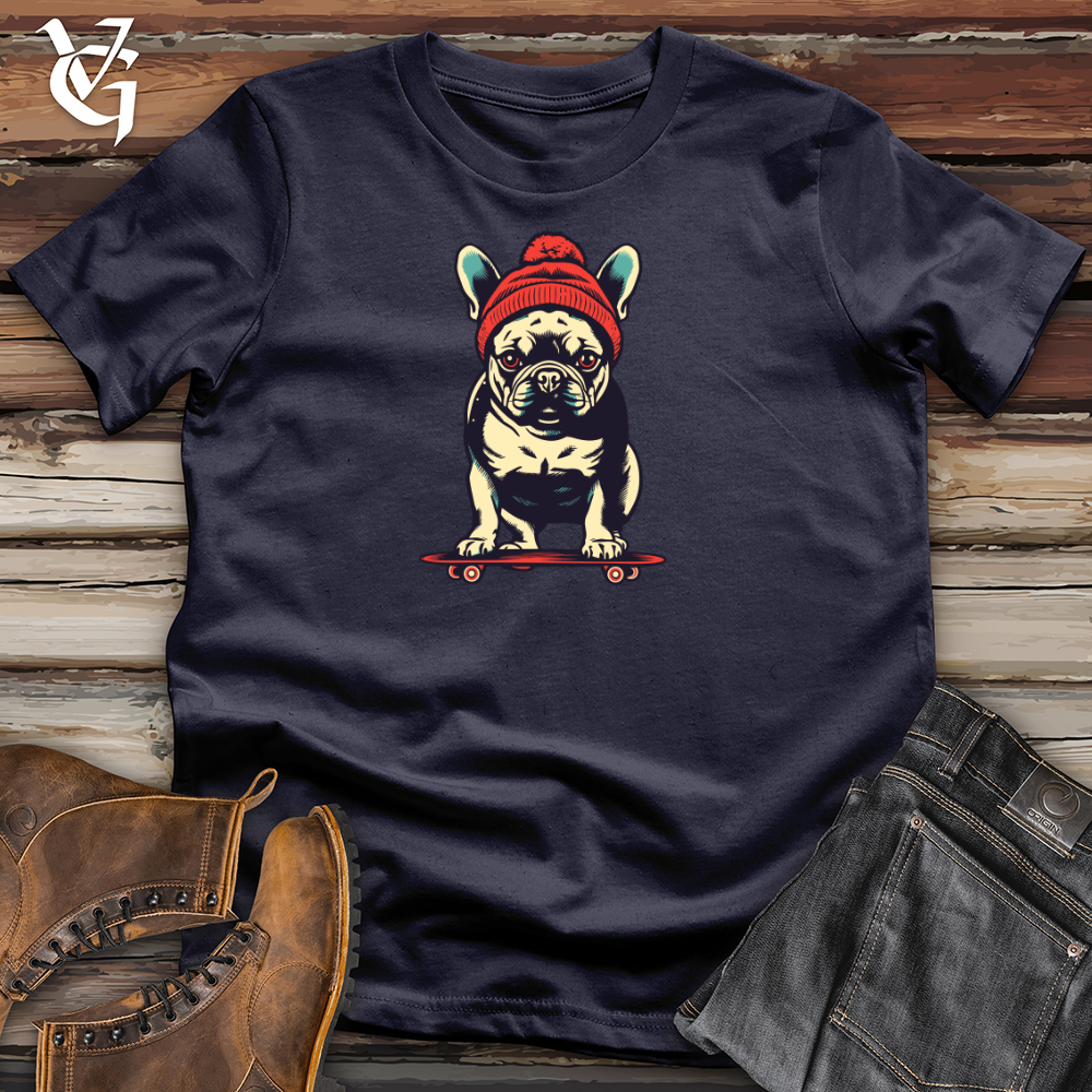Retro Skateboarding Frenchie Cotton Tee