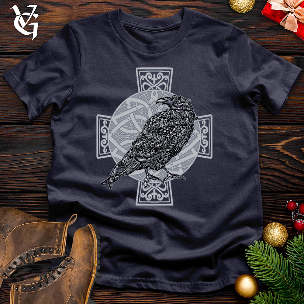 Celtic Cross Raven Cotton Tee