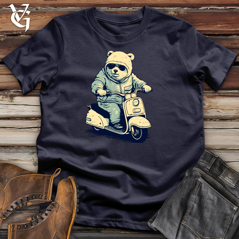 Retro Scooting Bear Cotton Tee