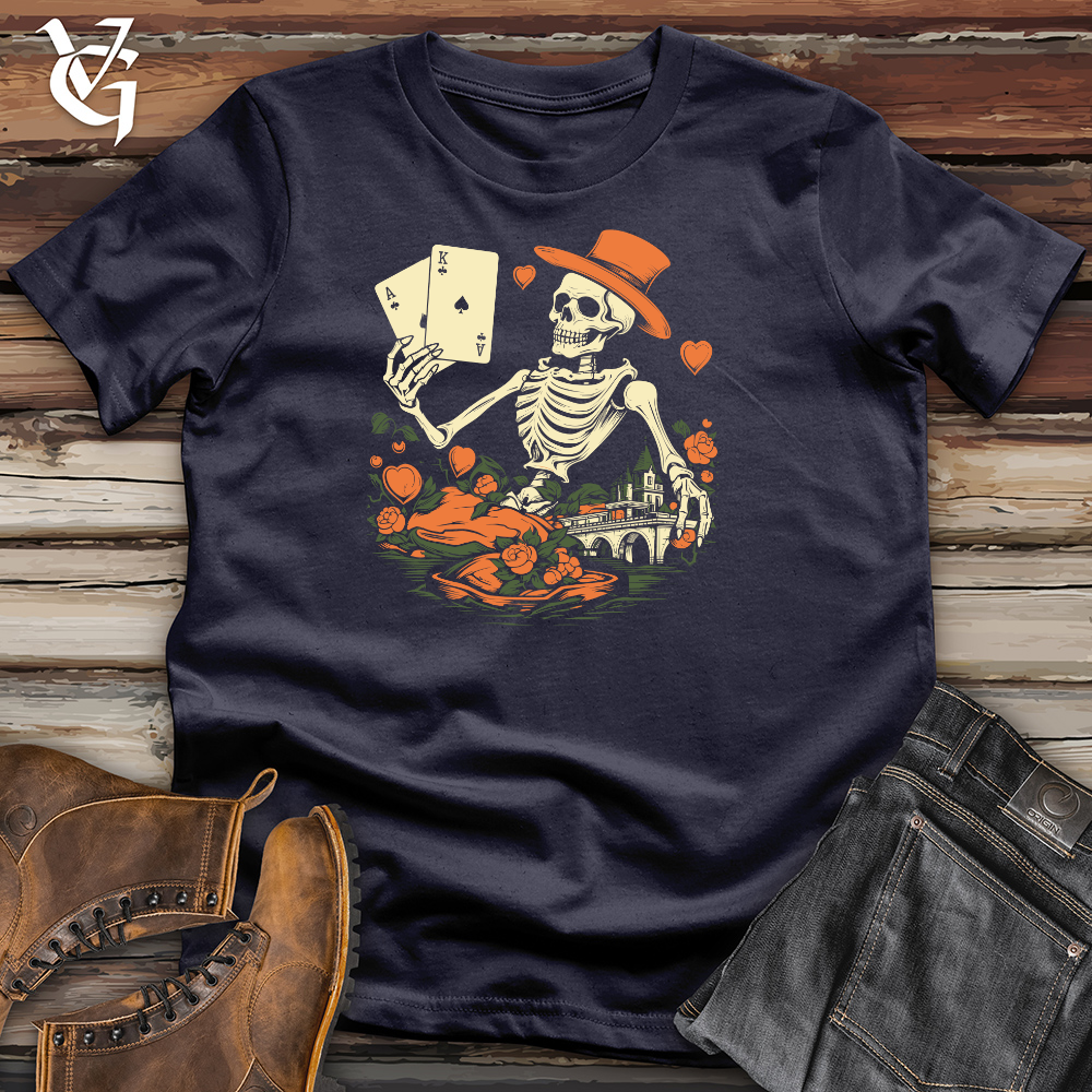 Whimsical Peach Card Shark Cotton Tee